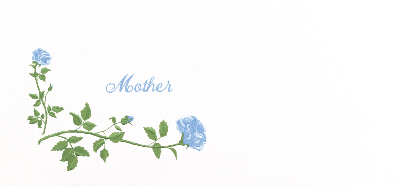 Corner Rose Mother Blue White Faux